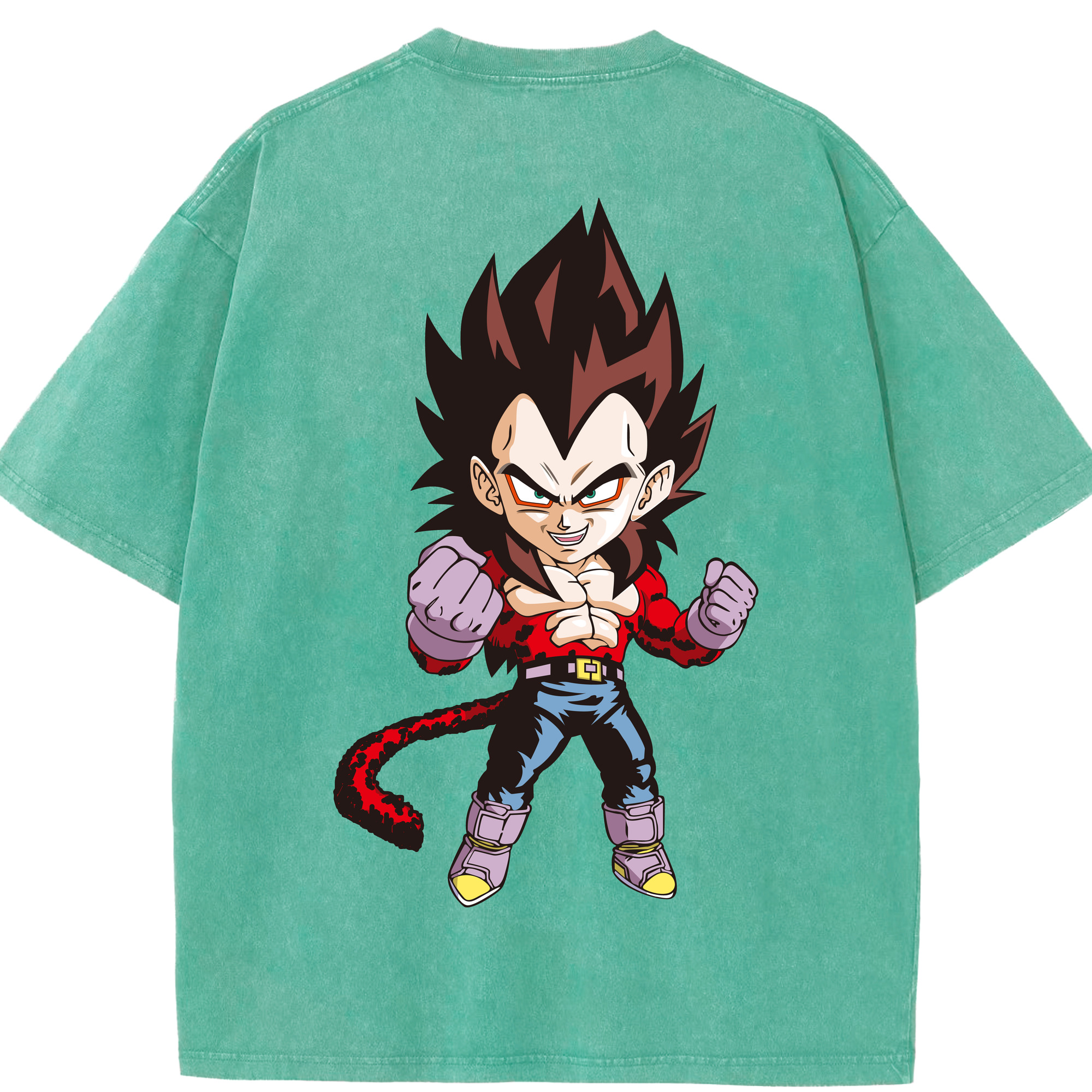 （画像用） ドラゴンボール ベジータ四世（Bejīta Yonsei）DRAGON BALL Vegeta IV 綿100% ヴィンテージ風 半袖Tシャツ（背面プリント）